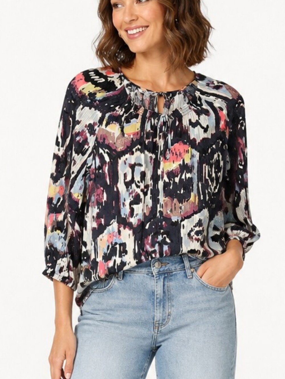 Nic+Zoe Abstract Multi-color Pullover Blouse NWT